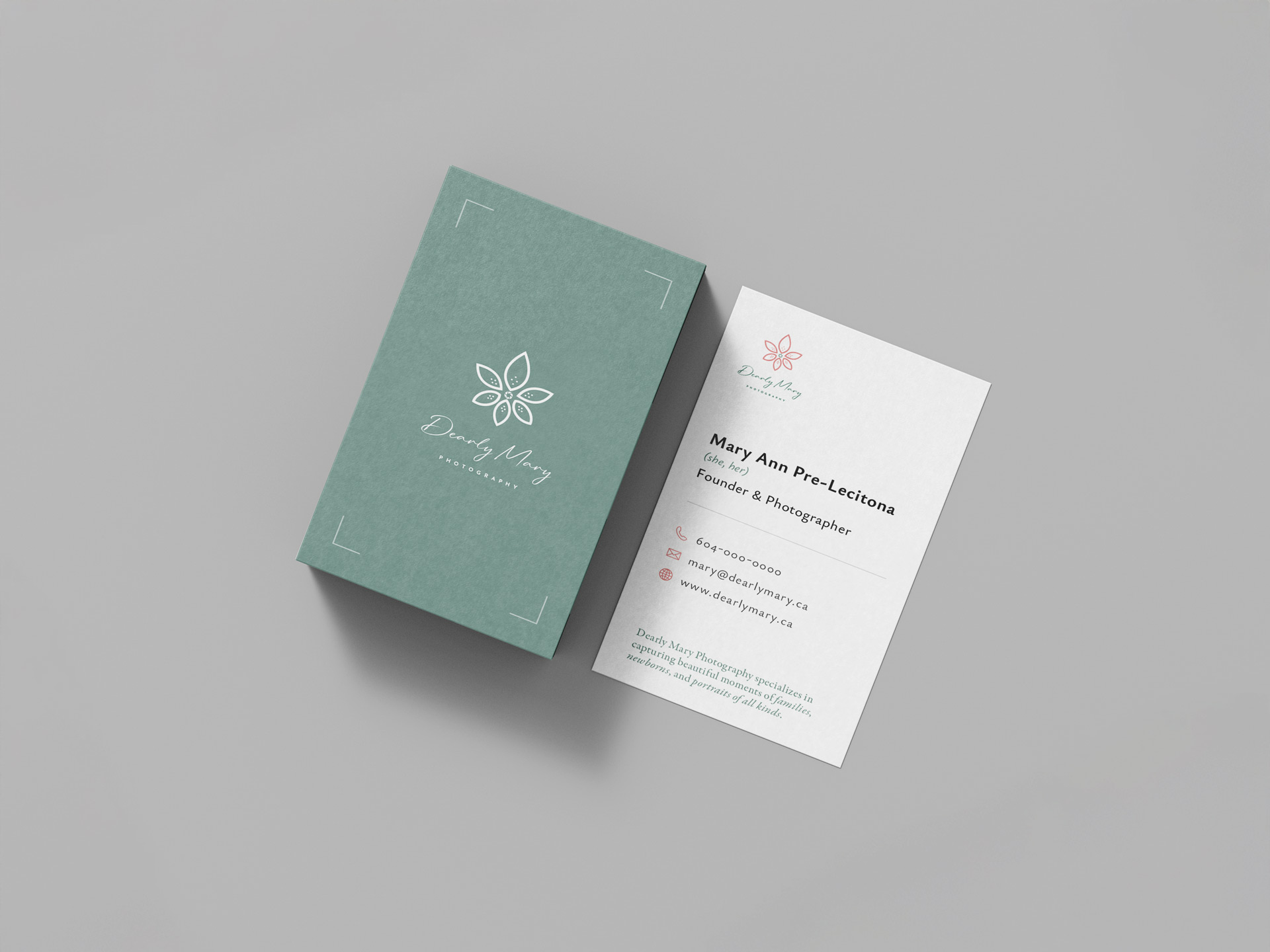 Business Card Design of the Dearly Mary Photography Project