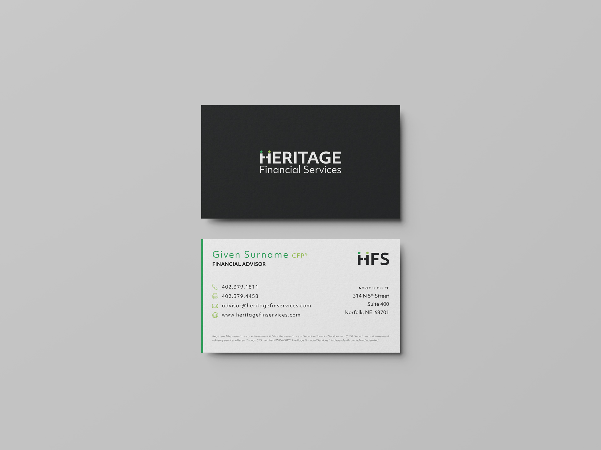 Heritage Financial Services – Business Card Design